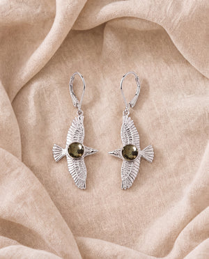 DreamWeaver Pyrite Drop Earrings — Silver