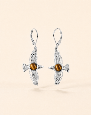 DreamWeaver Tiger's Eye Drop Earrings — Silver
