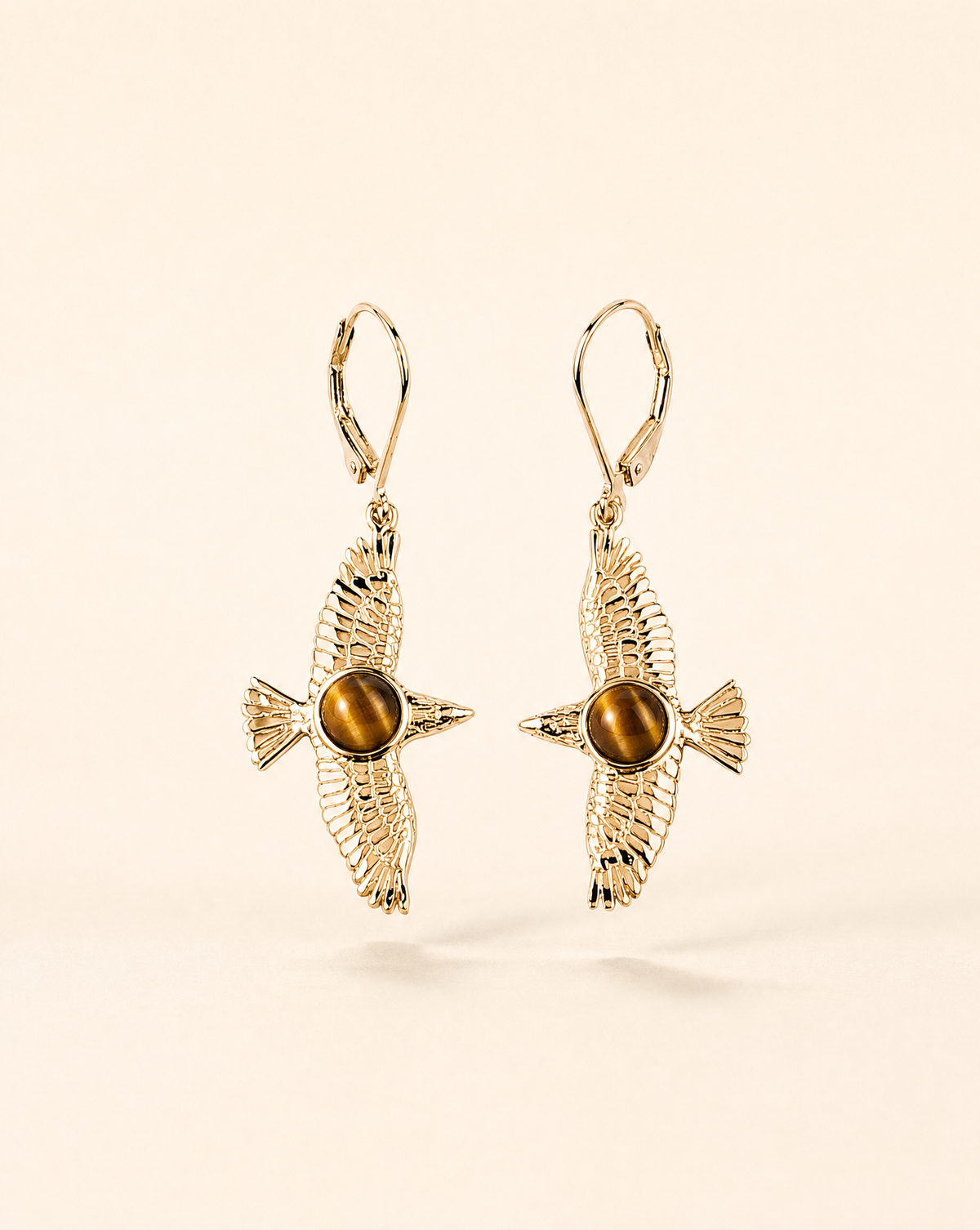 DreamWeaver Tiger's Eye Drop Earrings — Gold