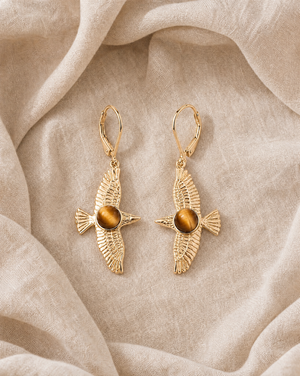 DreamWeaver Tiger's Eye Drop Earrings — Gold