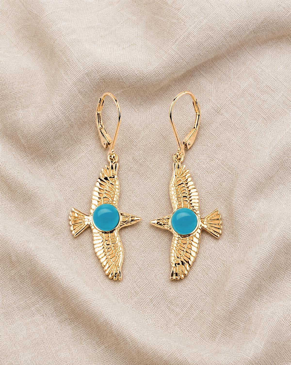 DreamWeaver Turquoise Drop Earrings — Gold