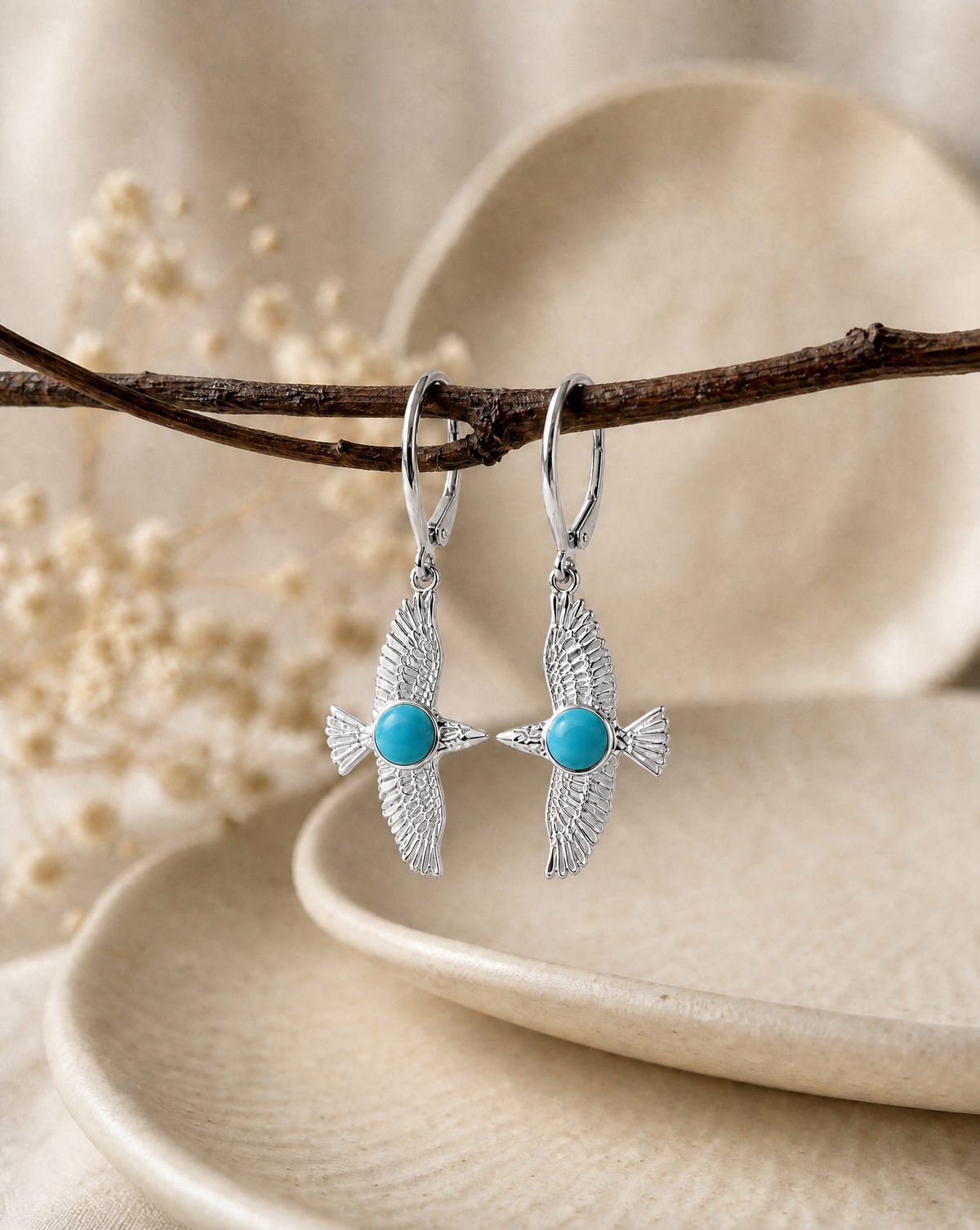 DreamWeaver Turquoise Drop Earrings — Silver