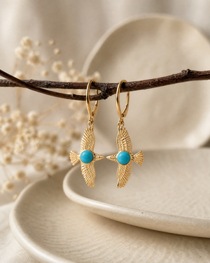 DreamWeaver Turquoise Drop Earrings — Gold