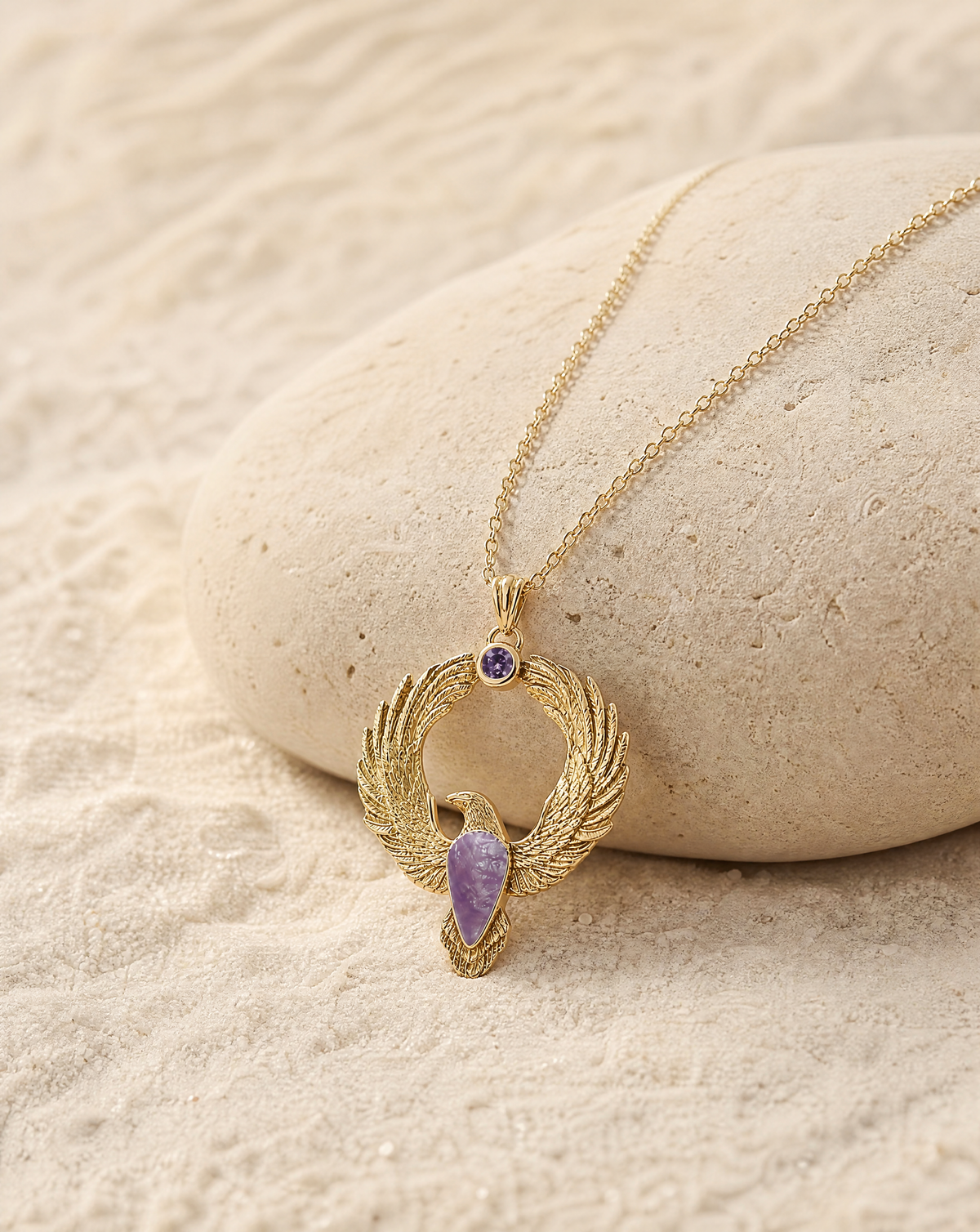 Embodiment Amethyst Pendant — Gold-4
