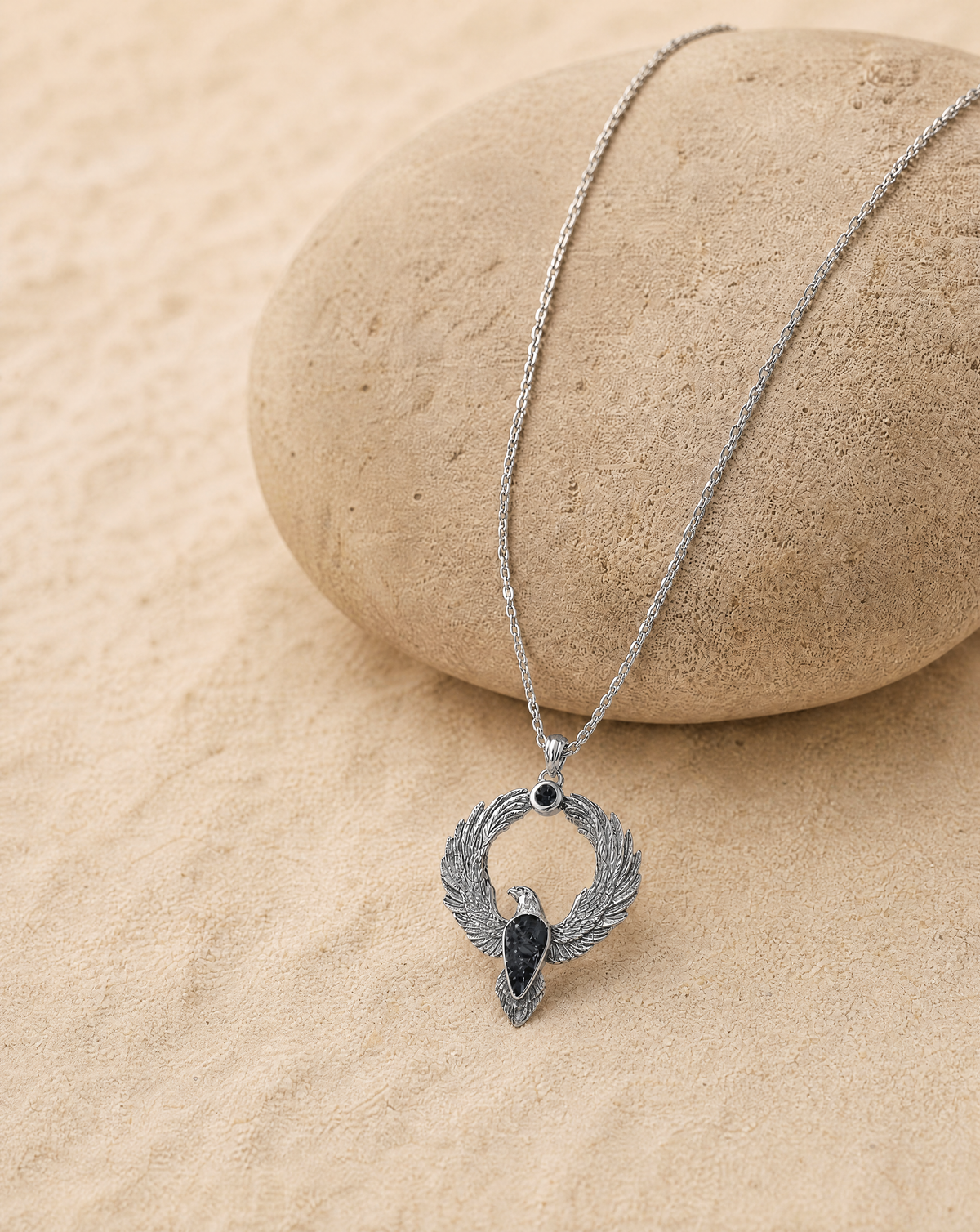 Embodiment Black Tourmaline Pendant — Silver
