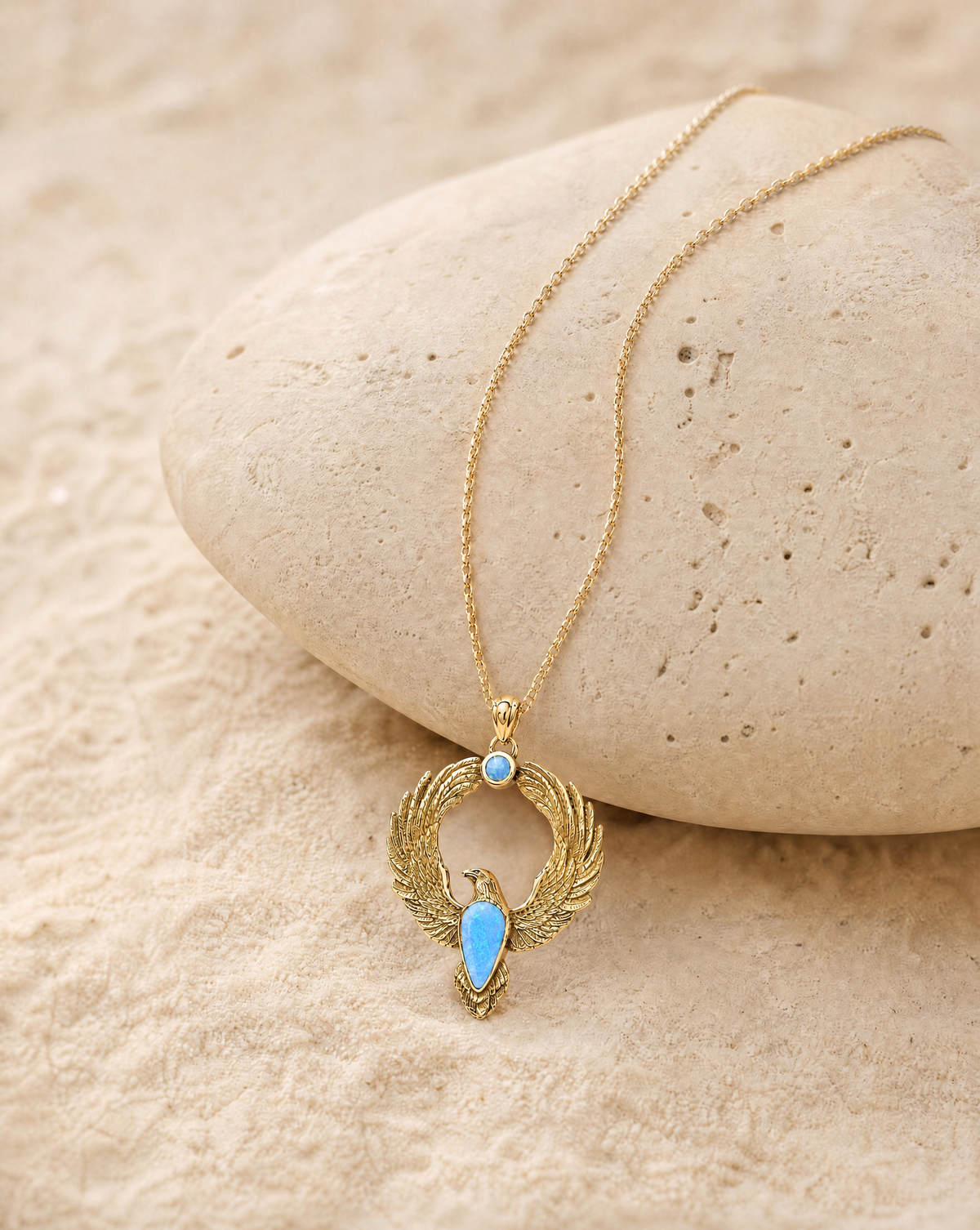 Embodiment Blue Opal Pendant — Gold-3