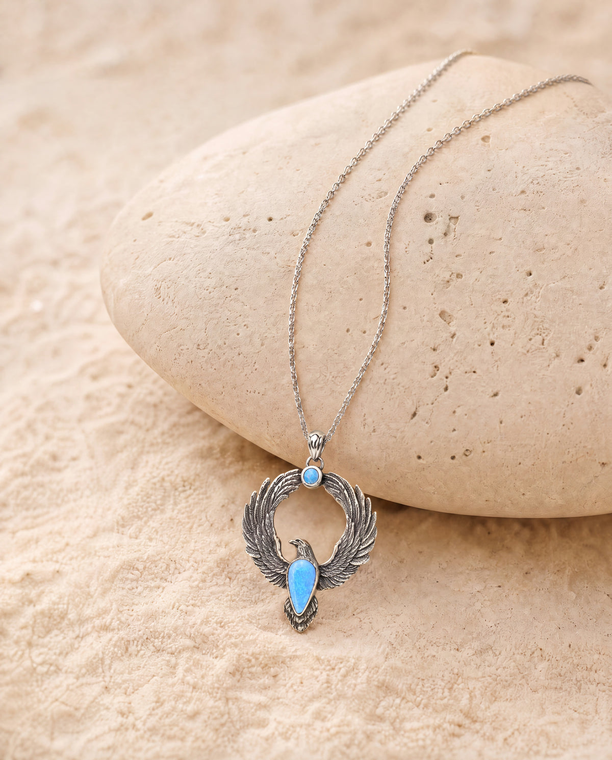 Embodiment Blue Opal Pendant — Silver-4