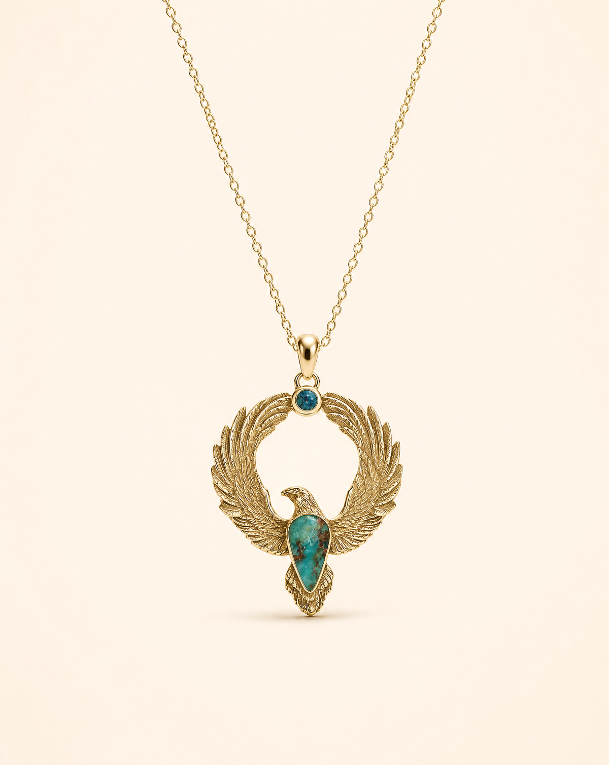 Embodiment Chrysocolla Pendant — Gold