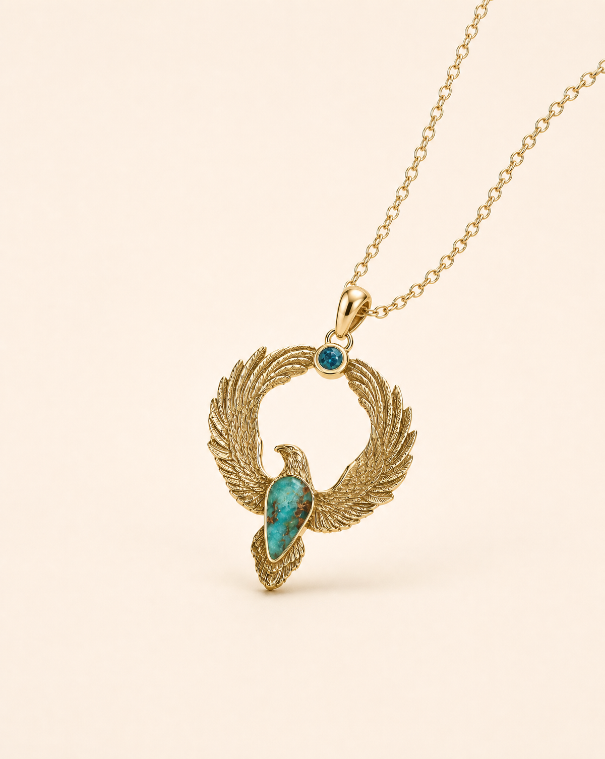 Embodiment Chrysocolla Pendant — Gold-2