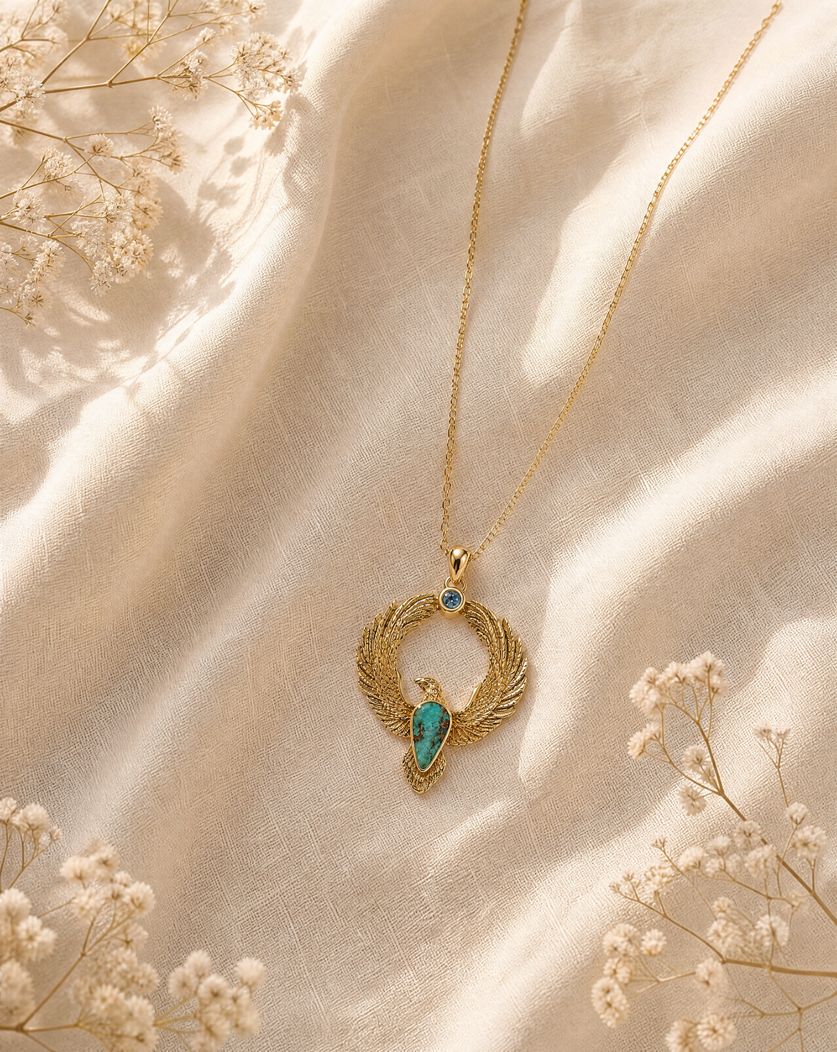 Embodiment Chrysocolla Pendant — Gold-3