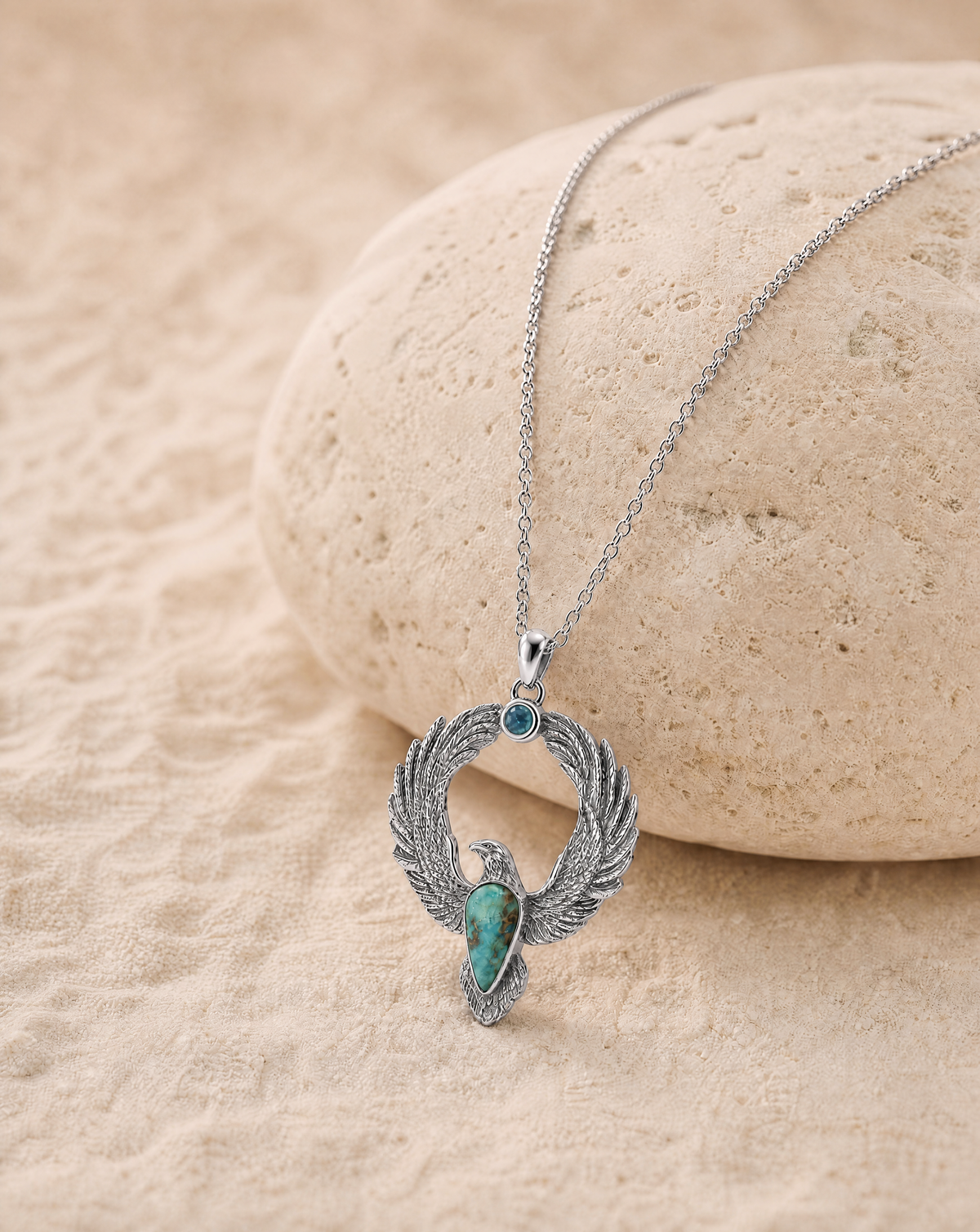 Embodiment Chrysocolla Pendant — Silver-4