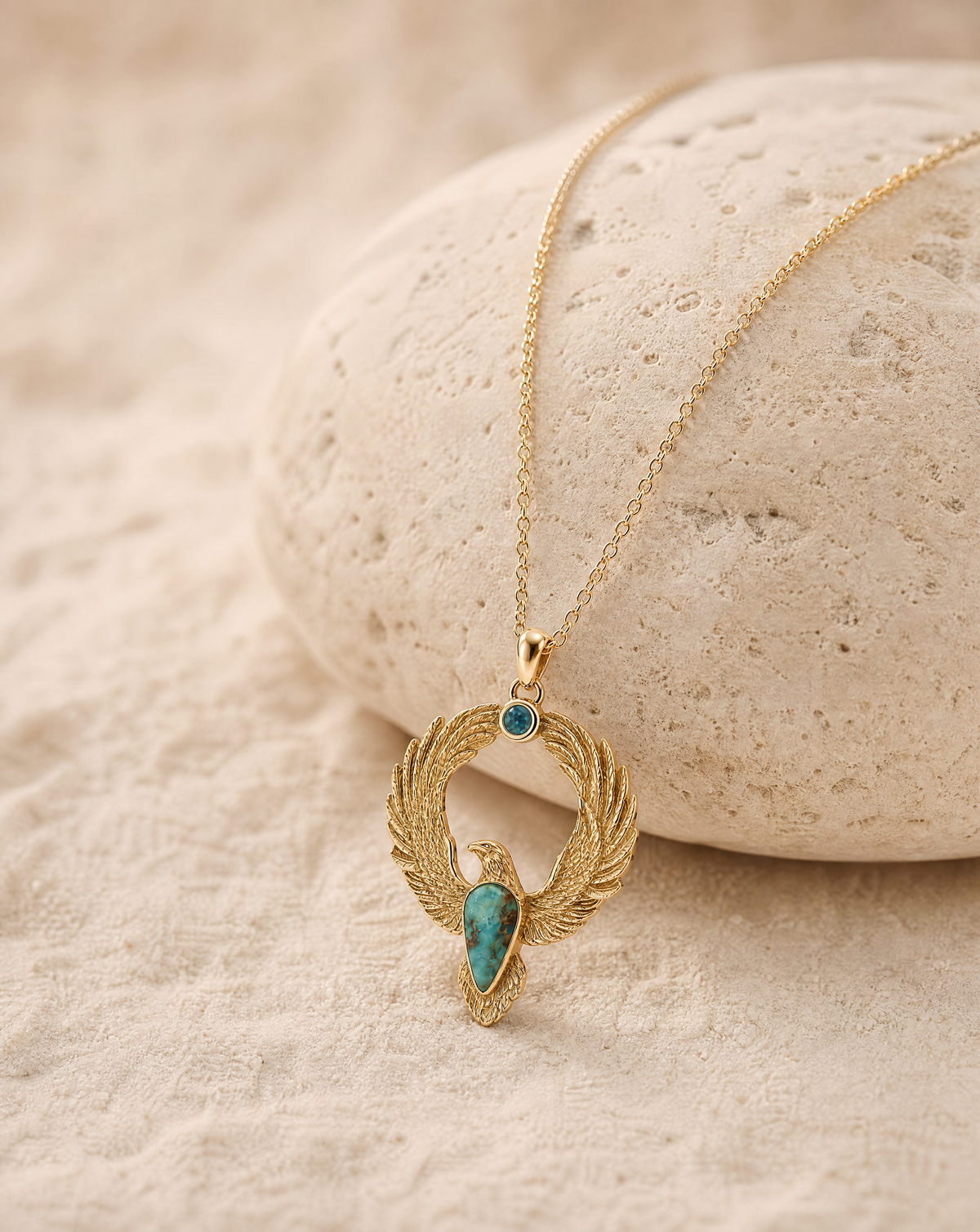Embodiment Chrysocolla Pendant — Gold-4