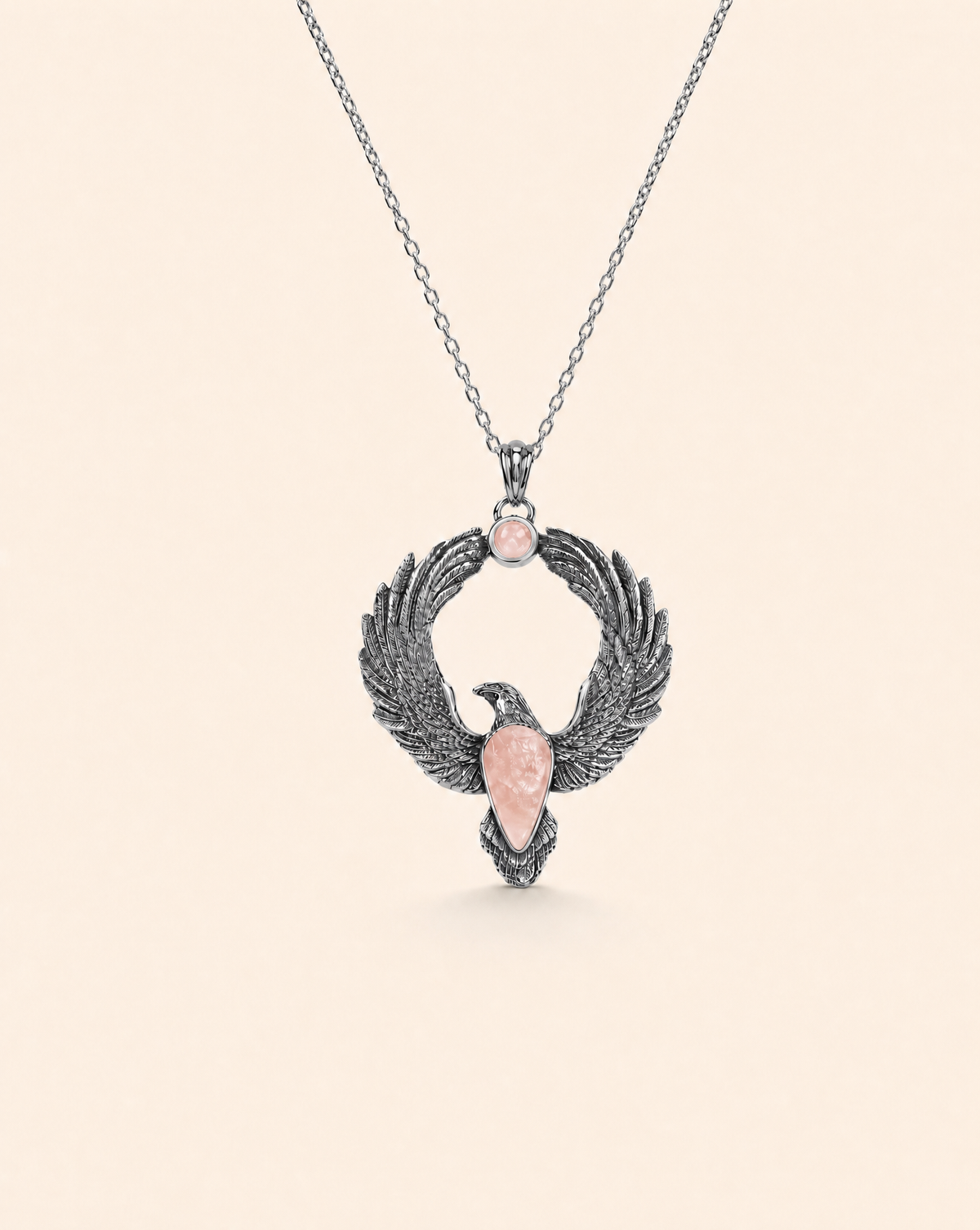 Embodiment Rose Quartz Pendant — Silver