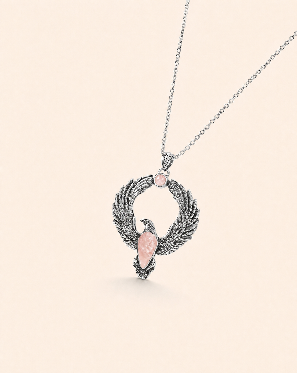 Embodiment Rose Quartz Pendant — Silver-2