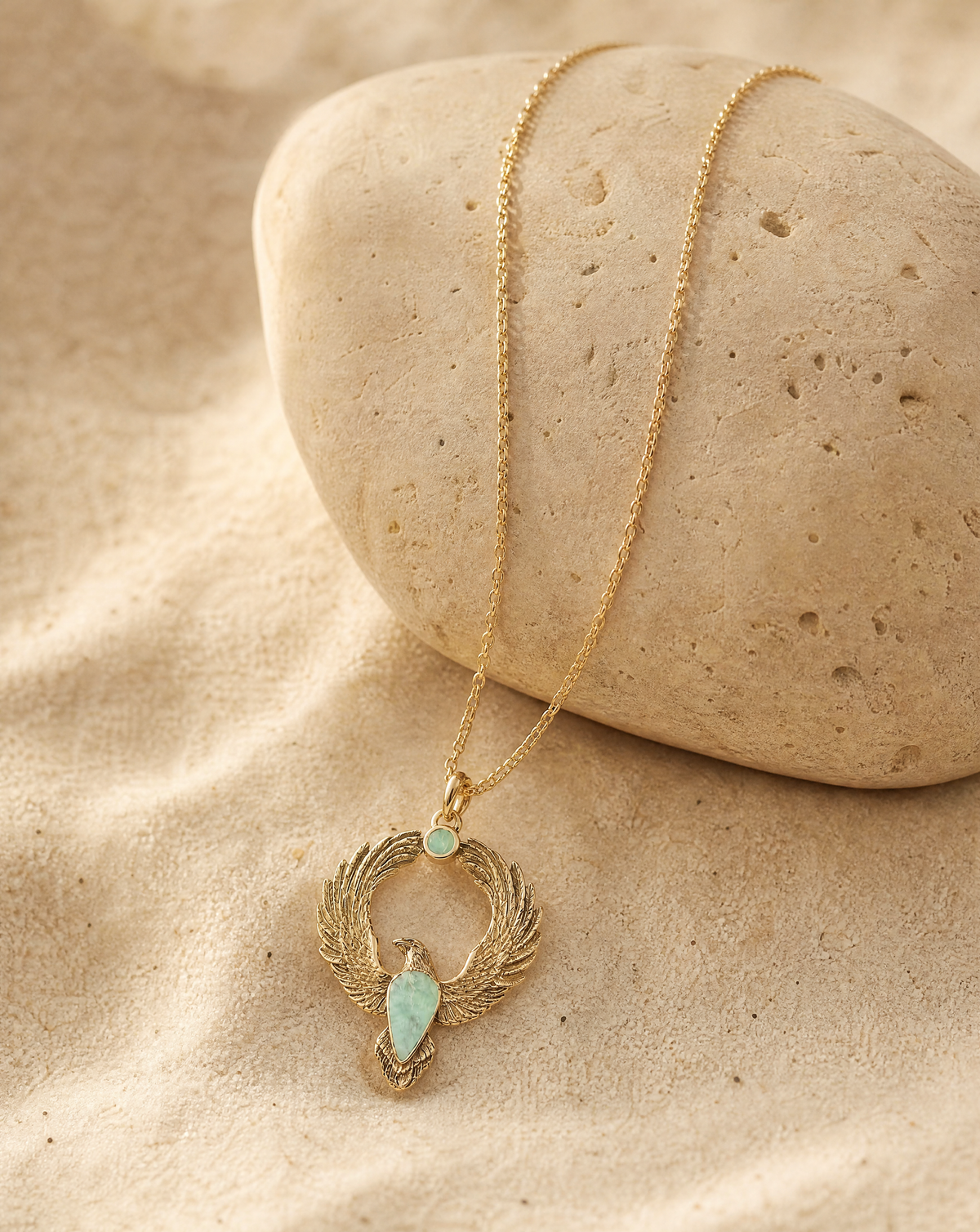Embodiment Turquoise Pendant — Gold