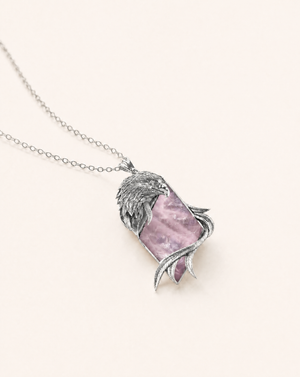 Embrace Eagle Rose Quartz Pendant — Silver