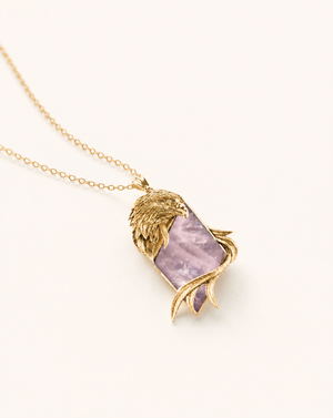 Embrace Eagle Rose Quartz Pendant — Gold