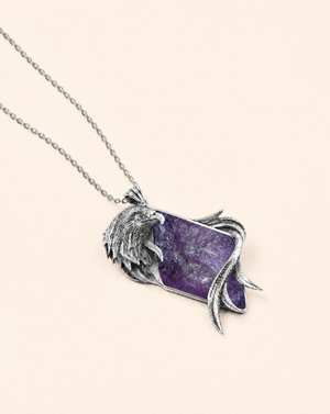 Embrace Eagle Amethyst Pendant — Silver