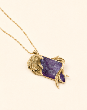 Embrace Eagle Amethyst Pendant — Gold