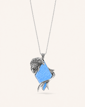 Embrace Eagle Blue Opal Pendant — Silver