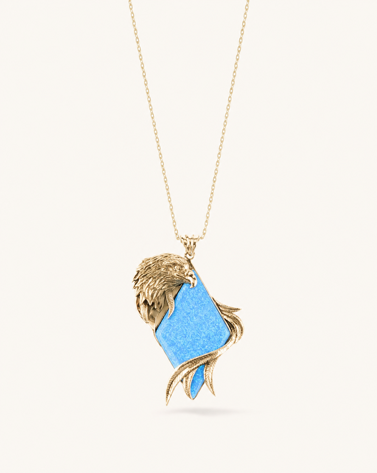 Embrace Eagle Blue Opal Pendant — Gold
