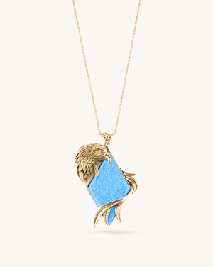 Embrace Eagle Blue Opal Pendant — Gold