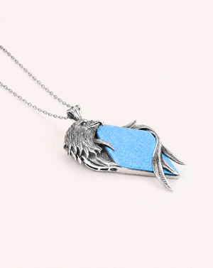 Embrace Eagle Blue Opal Pendant — Silver