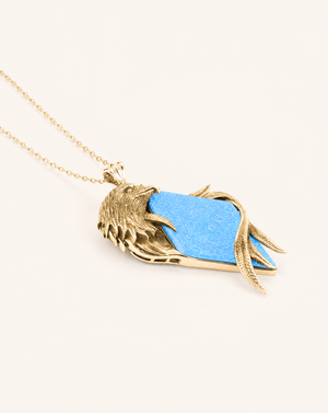 Embrace Eagle Blue Opal Pendant — Gold