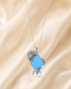 Embrace Eagle Blue Opal Pendant — Silver