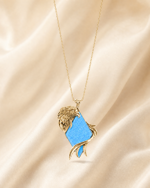 Embrace Eagle Blue Opal Pendant — Gold