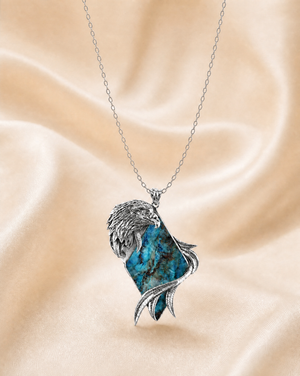 Embrace Eagle Chrysocolla Pendant — Silver