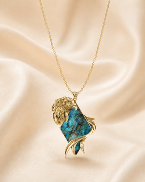 Embrace Eagle Chrysocolla Pendant — Gold