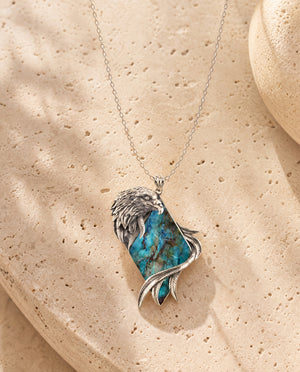 Embrace Eagle Chrysocolla Pendant — Silver