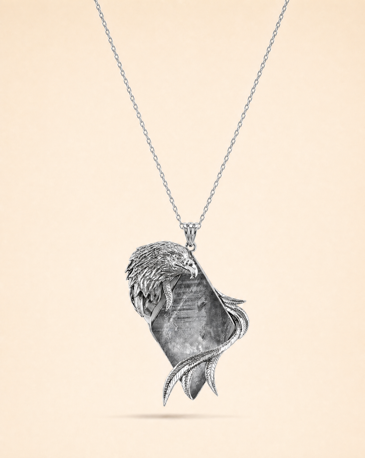 Embrace Eagle Clear Quartz Pendant — Silver