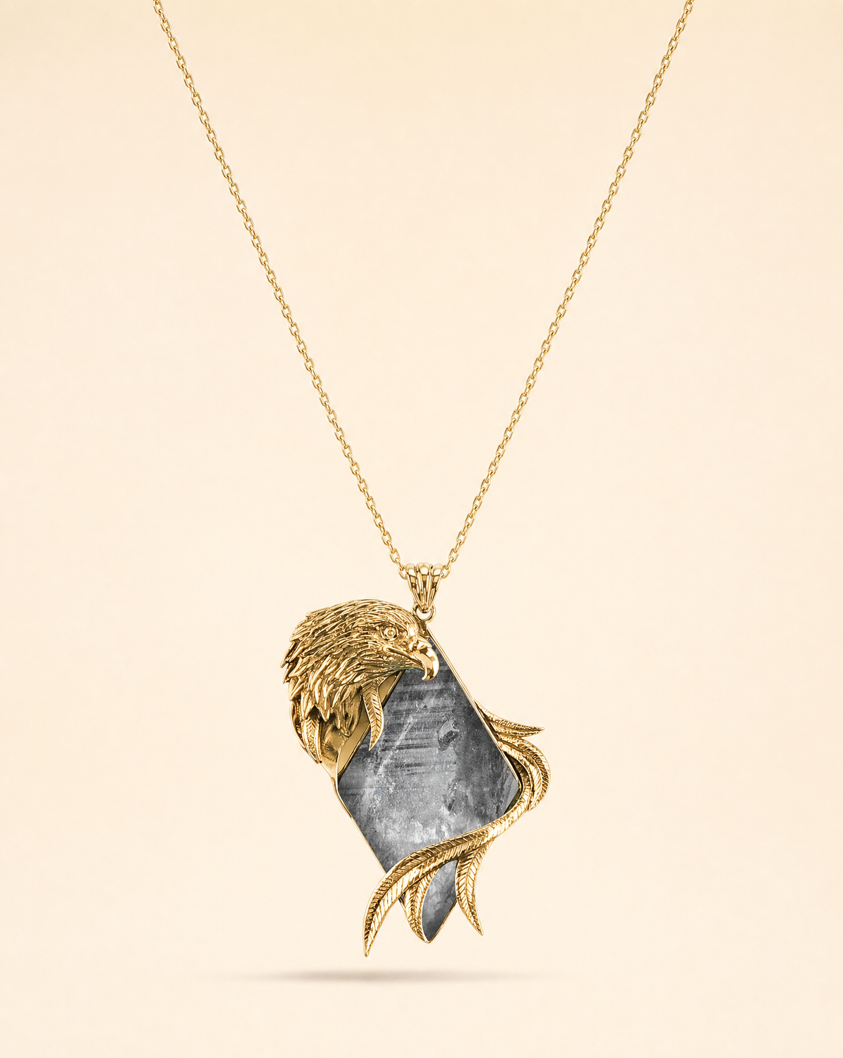 Embrace Eagle Clear Quartz Pendant — Gold