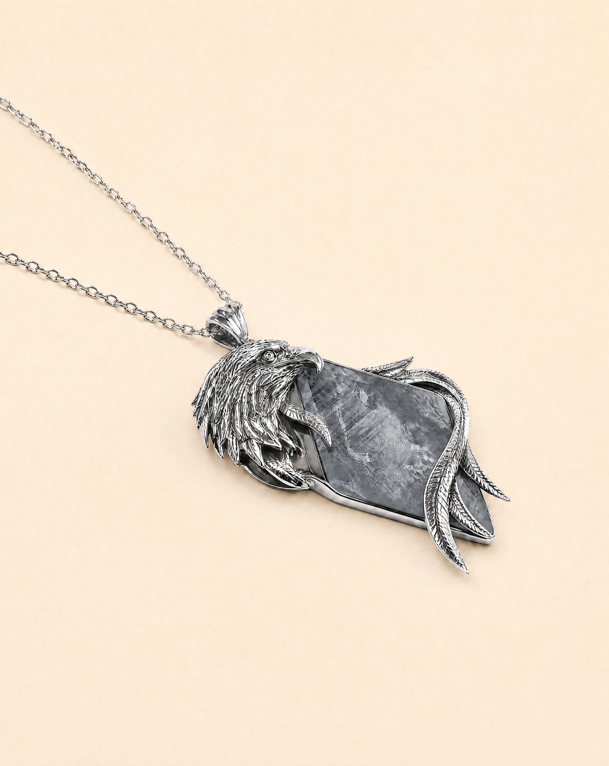 Embrace Eagle Clear Quartz Pendant — Silver