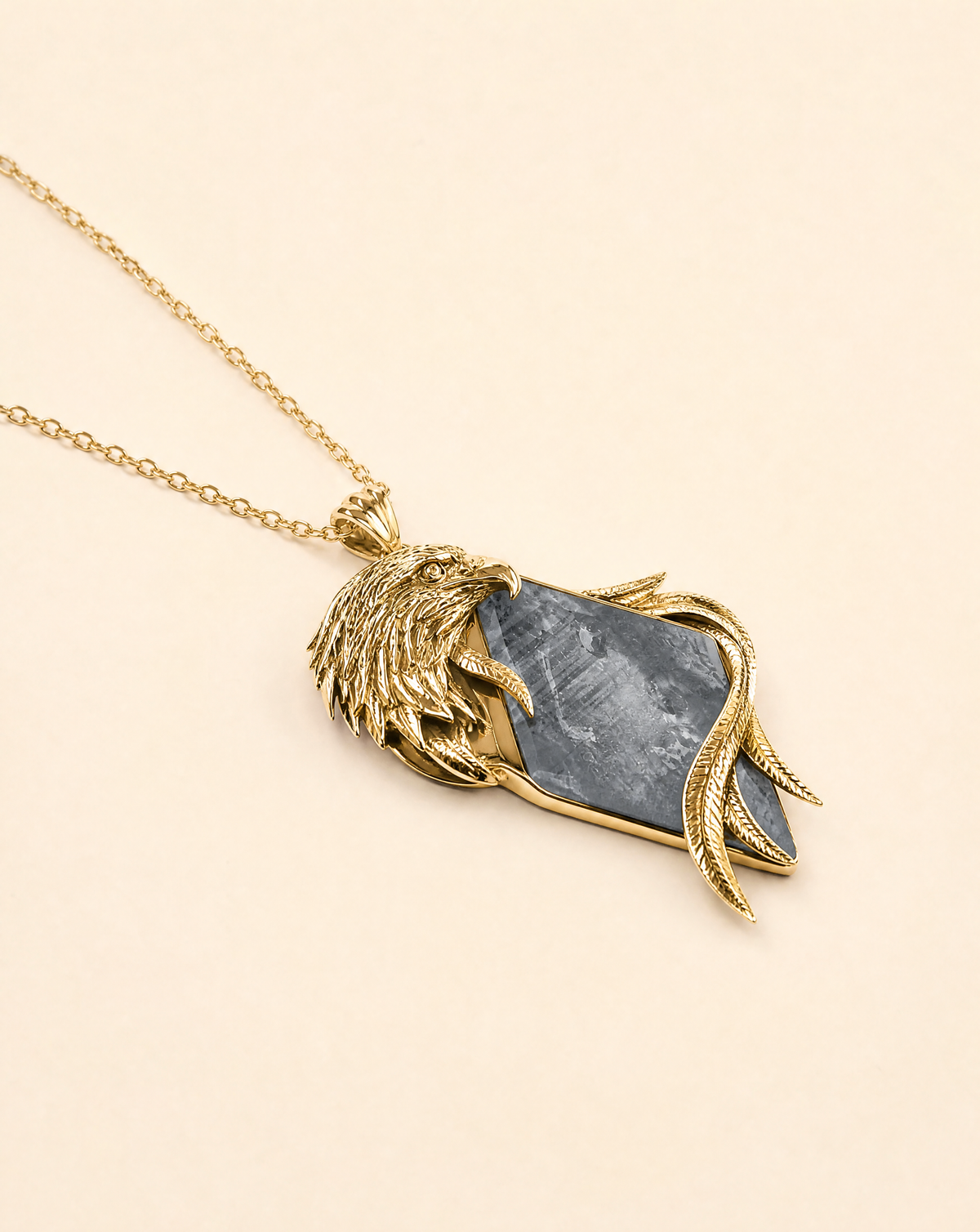 Embrace Eagle Clear Quartz Pendant — Gold