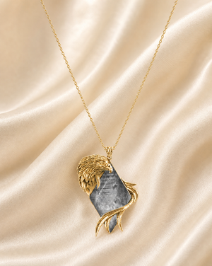 Embrace Eagle Clear Quartz Pendant — Gold