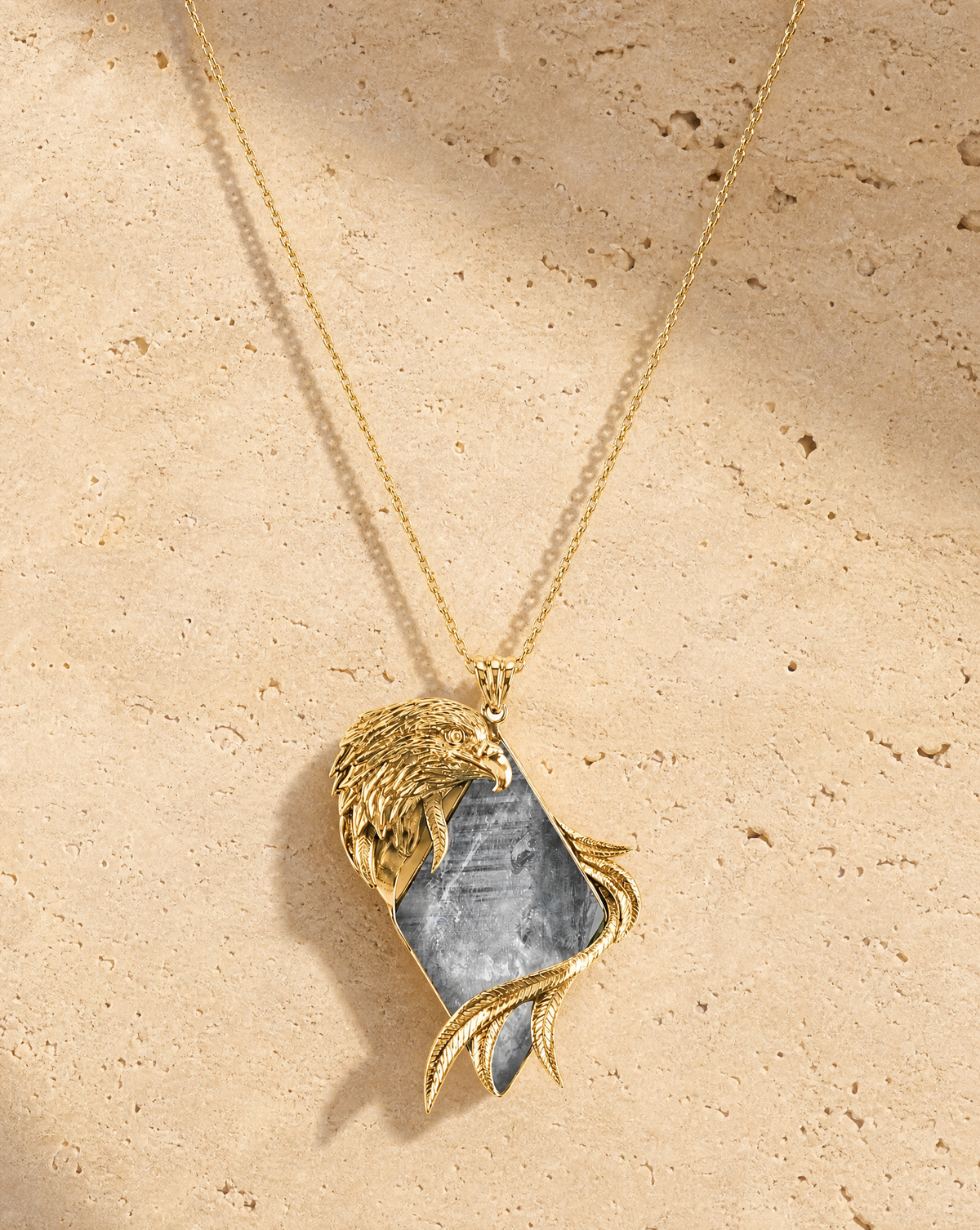 Embrace Eagle Clear Quartz Pendant — Gold