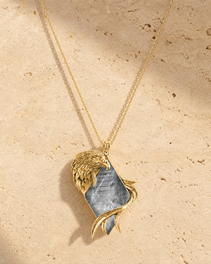Embrace Eagle Clear Quartz Pendant — Gold