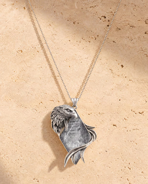 Embrace Eagle Clear Quartz Pendant — Silver