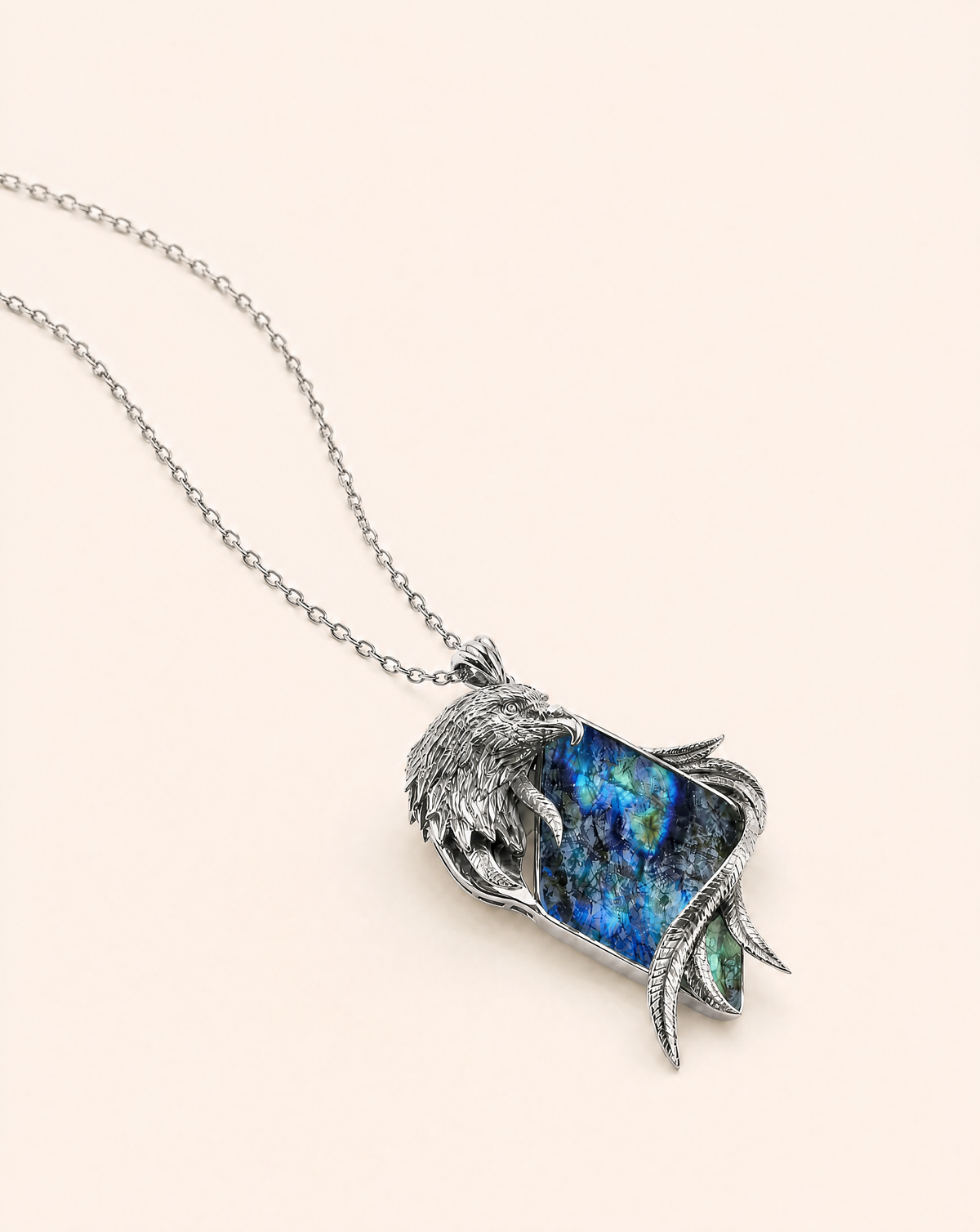 Embrace Eagle Labradorite Pendant — Silver