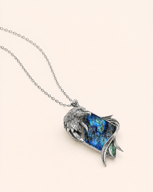 Embrace Eagle Labradorite Pendant — Silver