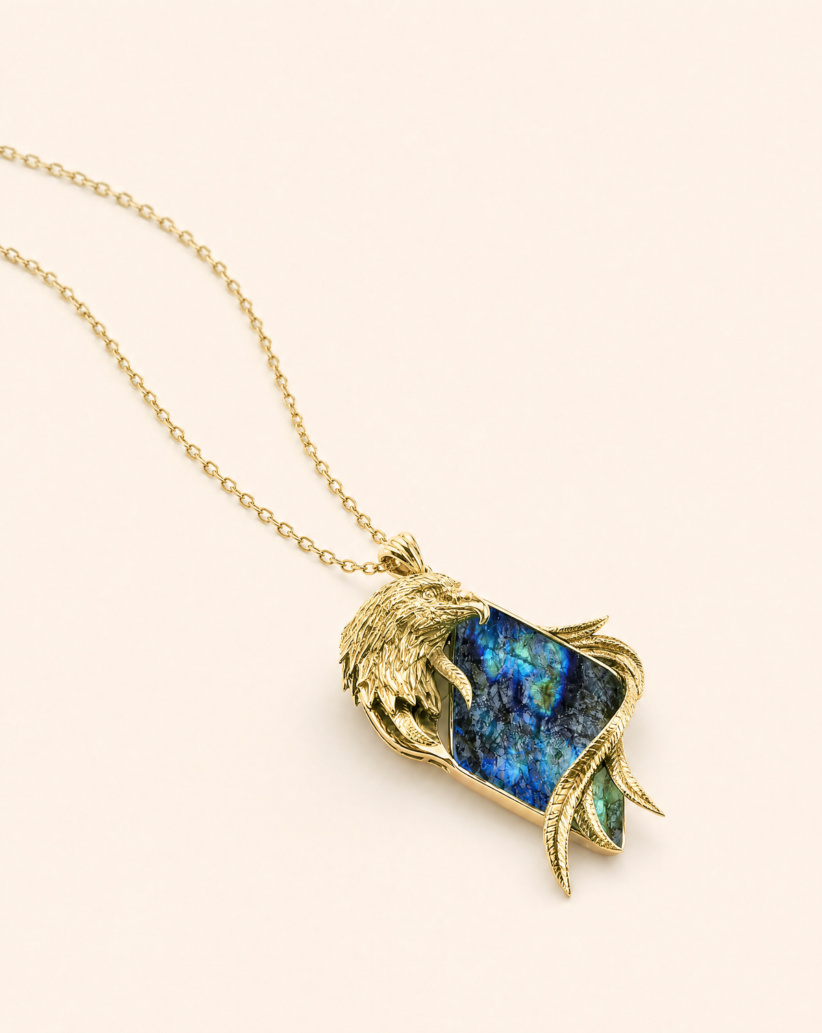 Embrace Eagle Labradorite Pendant — Gold