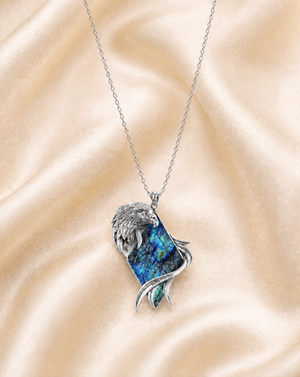 Embrace Eagle Labradorite Pendant — Silver