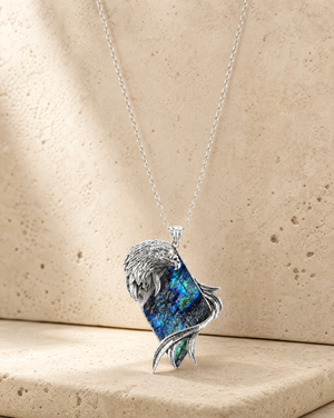 Embrace Eagle Labradorite Pendant — Silver