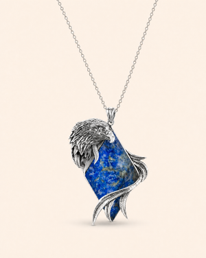 Embrace Eagle Lapis Pendant — Silver