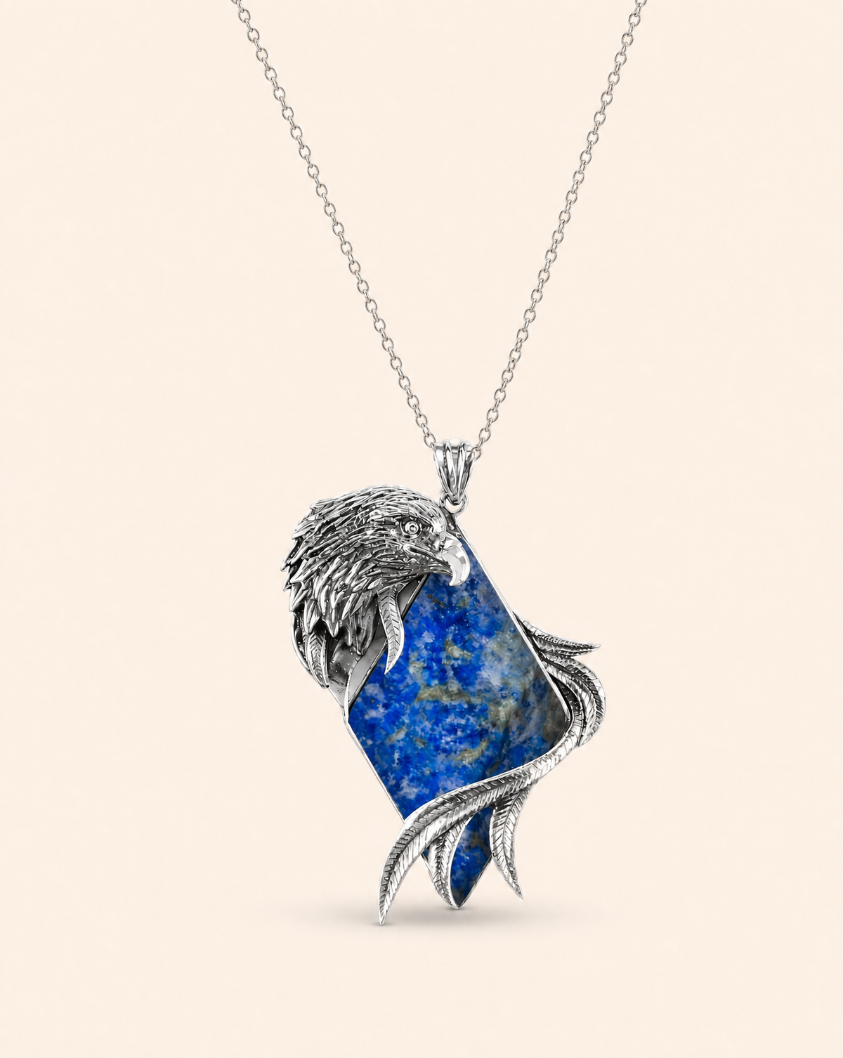 Embrace Eagle Lapis Pendant — Silver