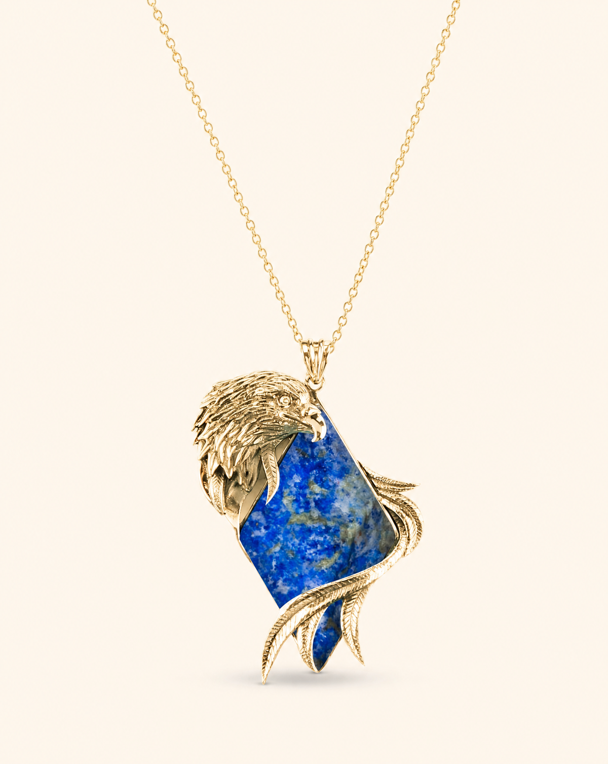 Embrace Eagle Lapis Pendant — Gold