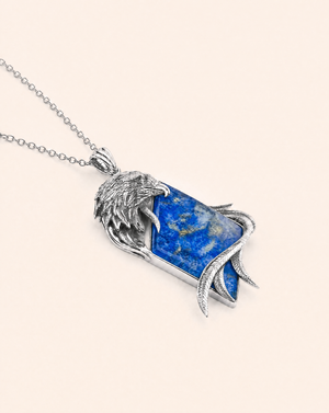 Embrace Eagle Lapis Pendant — Silver